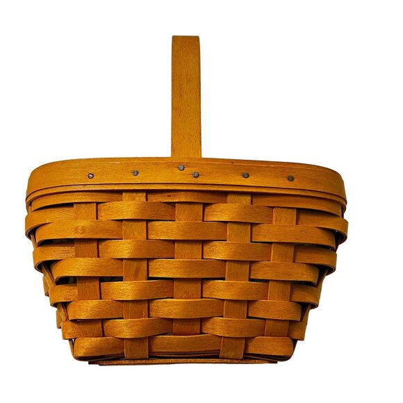 Longaberger Handwoven Basket With Handle & Fabric Liner Dresden Ohio USA Holiday - Picture 4 of 5